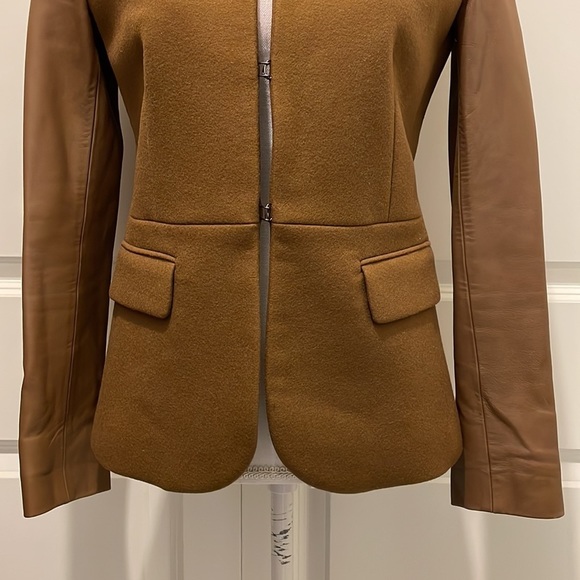 Neil Barrett Camel Brown Leather & Wool-blend Blazer - Picture 7 of 16